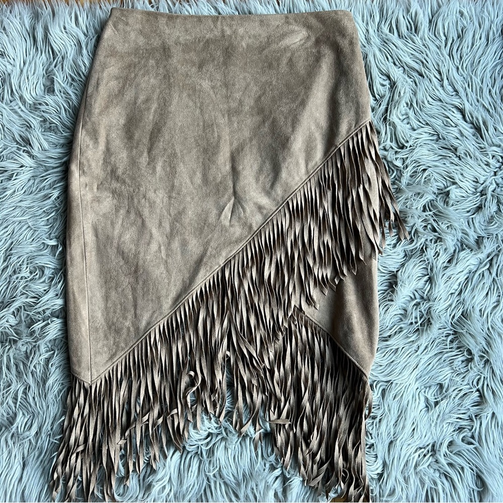 Faux Suede Midi Skirt